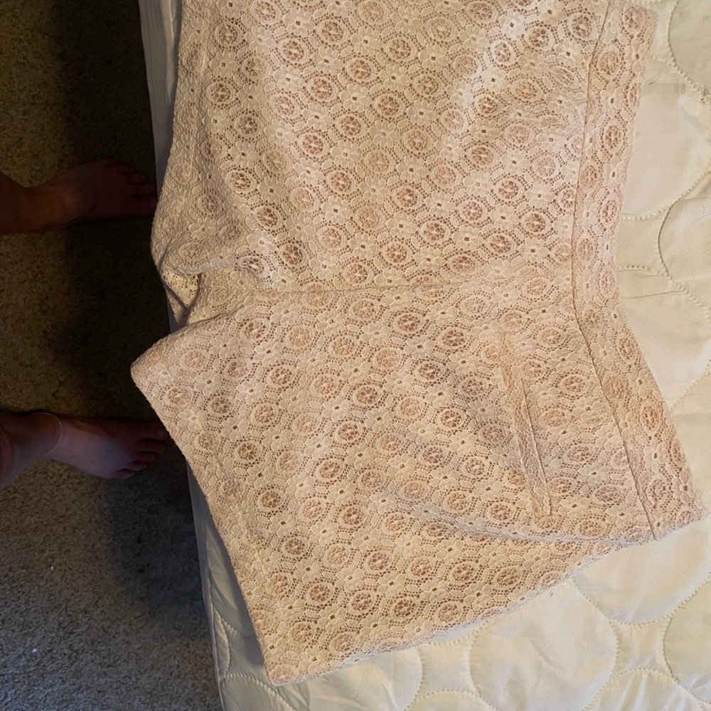 LC Lauren Conrad Cream Lace Women Shorts